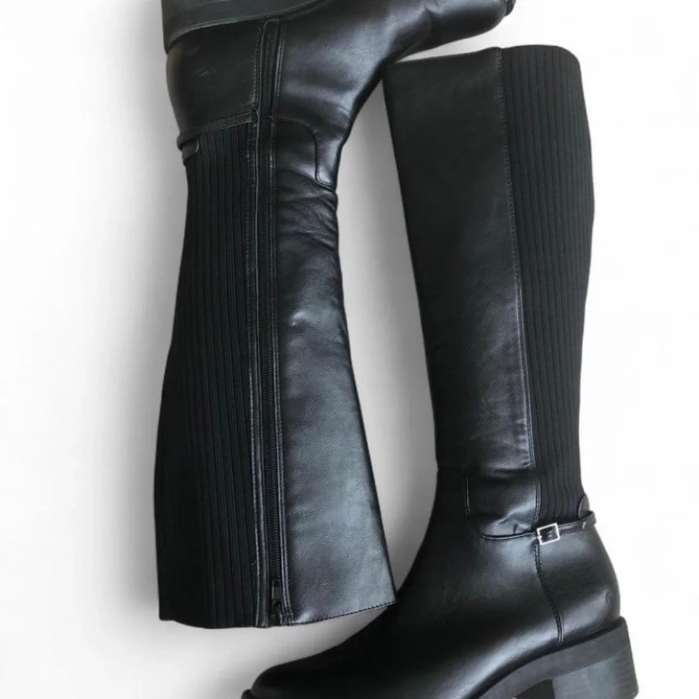 Lifestride Bristol Black Leather Riding Boots Size 8M